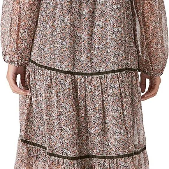 Lucky Brand Womens Bohemian Tiered Maxi Dress in black multi sz xs NWT - Picture 6 of 11